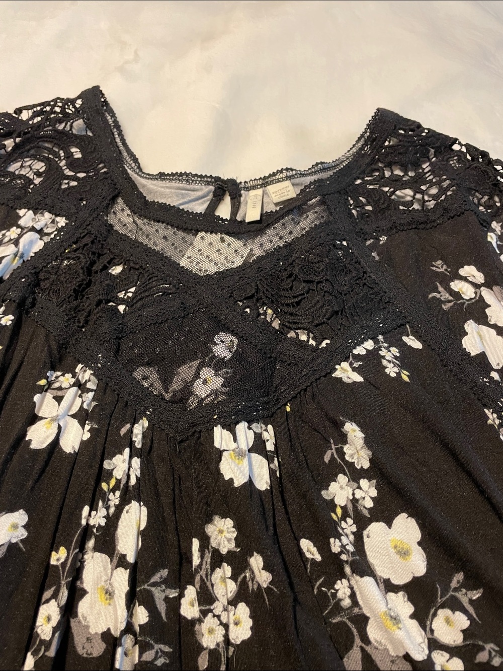 Black Floral Lace Cato Women’s Boho Top Plus size 22/24W